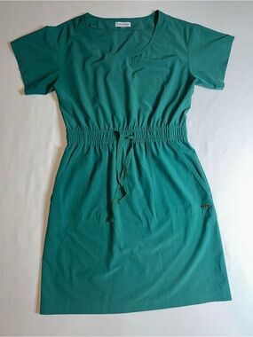 Calvin Klein Teal Green Short Sleeve Drawstring Mini Dress